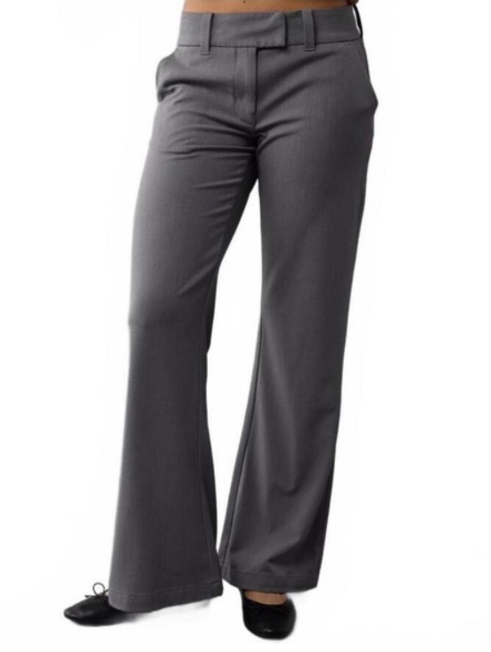 American Eagle Outfitters Women's Gray Wide-Leg Trousers